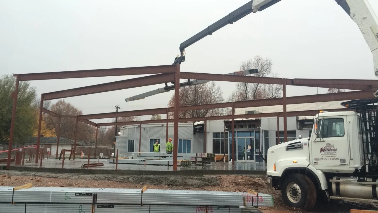 Cardoza Construction crew working on a steel framing project